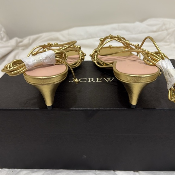 J Crew Zadie knotted lace-up kitten heels in metallic leather CA041 NEW - Picture 5 of 7